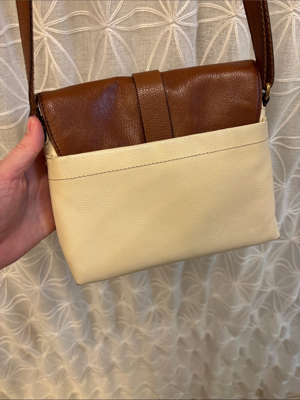 Fossil Tri-Tone Leather Crossbody in Brown, Black, Cream - Picture 8 of 13